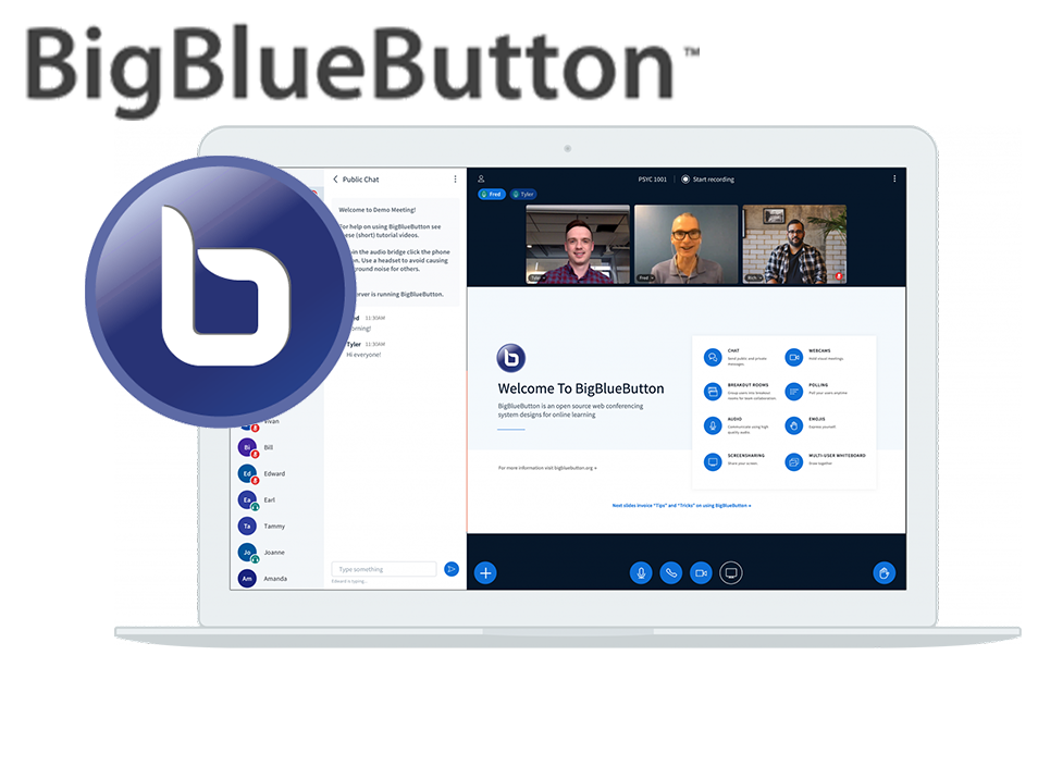 Bild zeigt eine BigBlueButton Videokonferenz