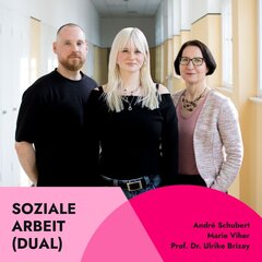 v.l.n.r.: Praxisvertreter André Schubert, dual Studierende Marie Vieher, Studiengangsleiterin Prof. Dr. Ulrike Brizay