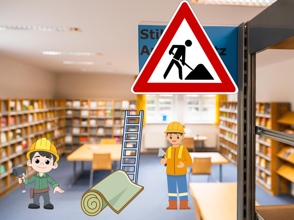 in der Bibliothek sind Bauarbeiten