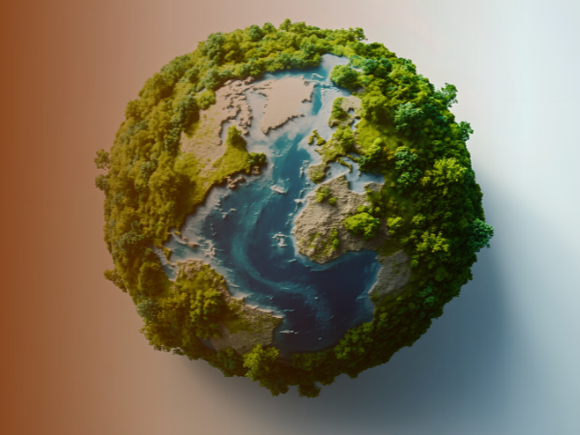 Ansicht der Erde mit braunem Layer darüber