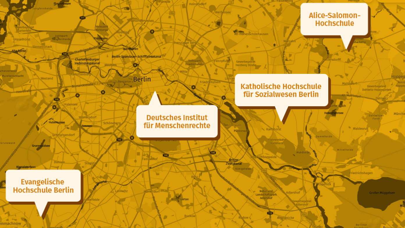 Stadtplan Berlin mit Standorten der Kooperationspartner