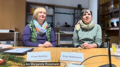 Screenshot: Videointerview mit Margarete Rossmann und Claudia Kantus von der Bibliothek der KHSB