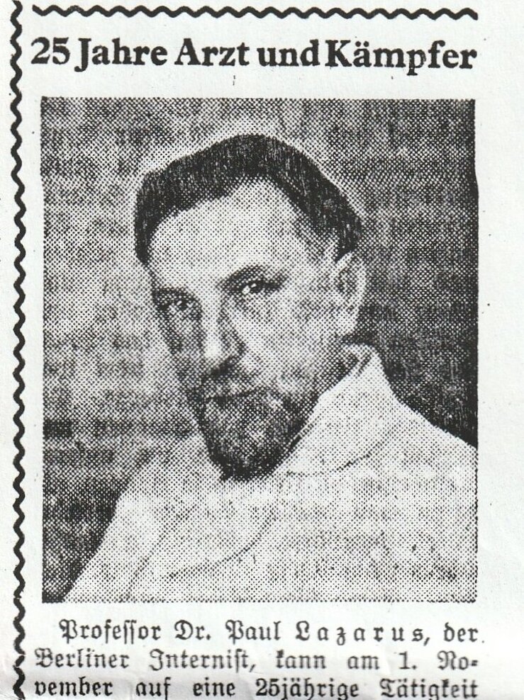 „Zeitung_Tempo_1932_Arztjubiläum_korr“; Quelle: Nachfahren Paul Lazarus
