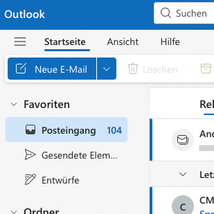 Bild von Outlook im Browser