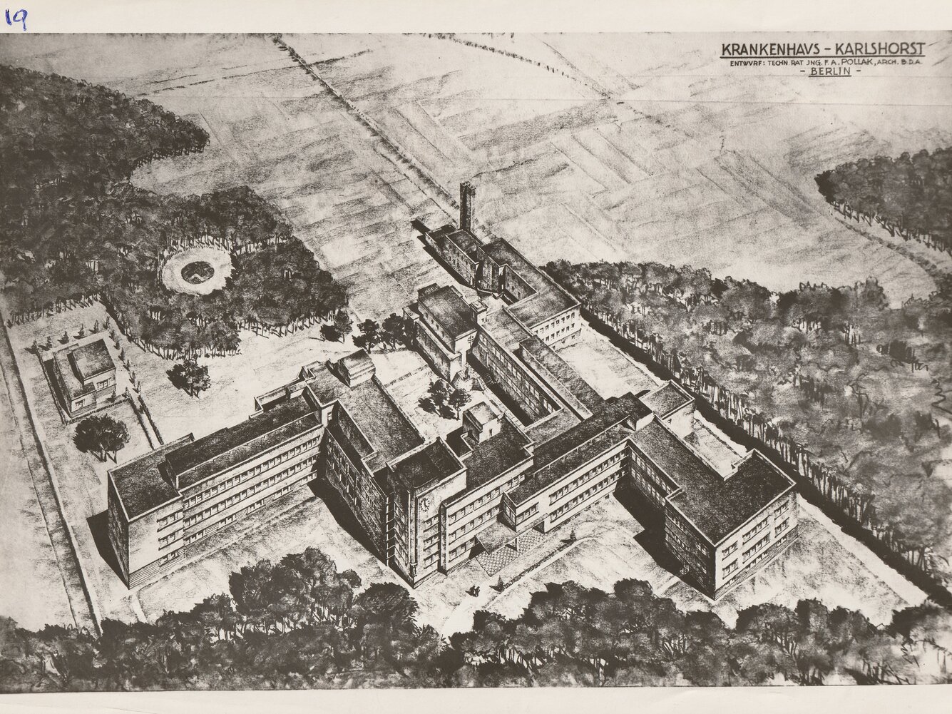 Planungsskizze des Krankenhauses (Nr. 19), Quelle: Nachfahren Paul Lazarus