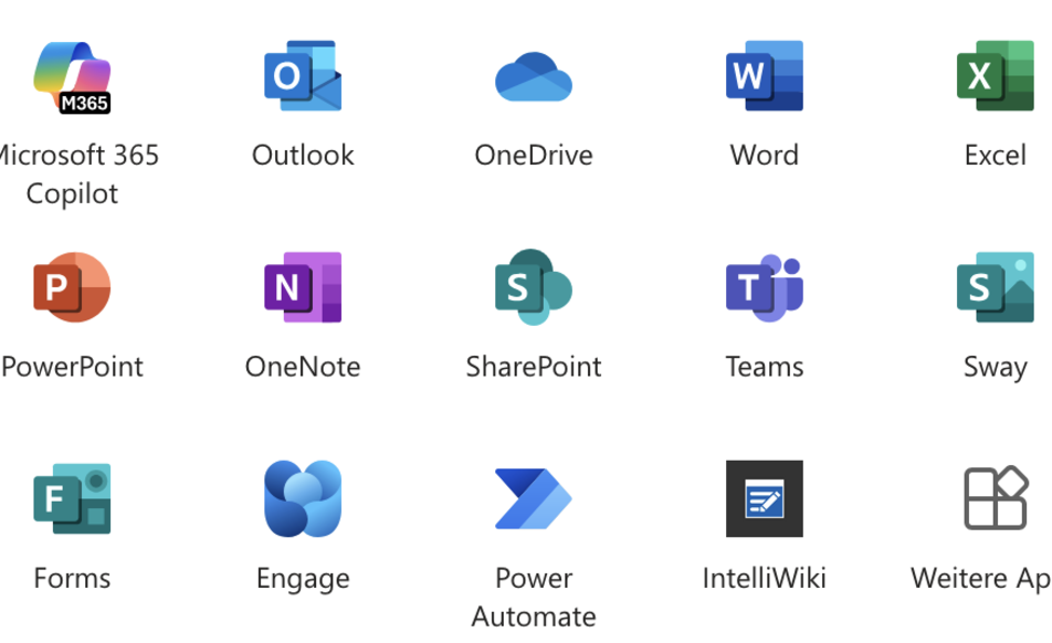 Icons der verschiedenen Microsoft Office Programme