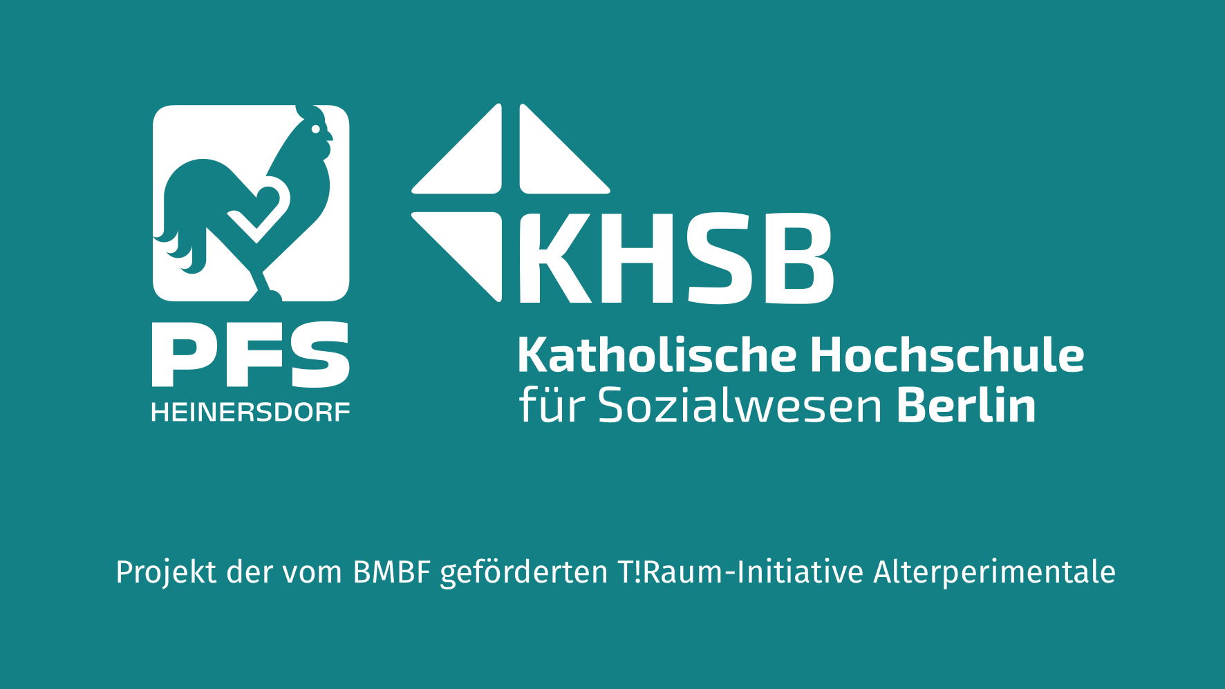 Ein Logo der Praxisforschungsstelle Heinersdorf, der KHSB und der T!Raum-Initiative.