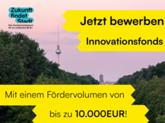 Innofonds Auschreibung im Hintergund Stadtpanorama Berlin
