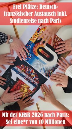 Deutsch-Französischer Austausch an der KHSB: Hände fassen ein bunt gemalte 10 an
