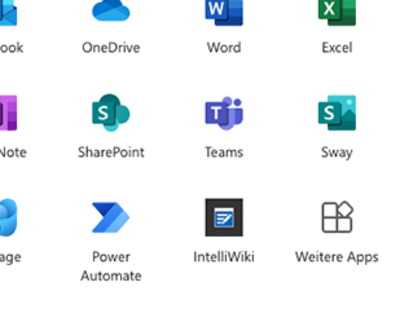 Screenshot der verschiedenen Icons der Office-Programme