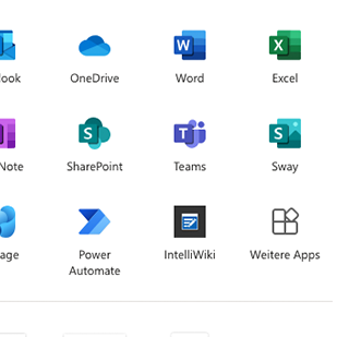 Screenshot der verschiedenen Icons der Office-Programme