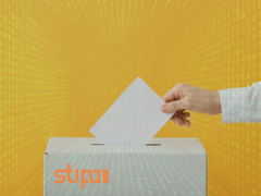Wahlurne im digitalen Raum mit StuPa-Logo