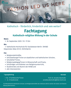 Kurze Informationen zum Fachtag, darüber ein Bild mit der Aufschrift "passion led us here"