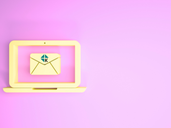 Laptop stilisiert mit Mail-Illustration und KHSB favicon 