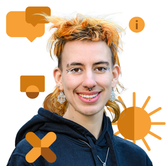 Portrait Student mit orangen Haaren