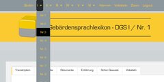 Ansicht des Menüs vom Gebärdensprachlexikon