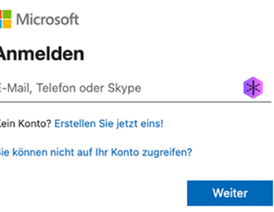 Bild von Anmeldemaske für das Microsoft-Konto